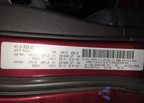 2017 Dodge Durango Gt Awd из США, поврежденный, VIN 1C4RDJDG3HC741309